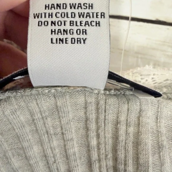 Women Long Sleeve Top Size M Heather Gray Coquette Twee Soft Girl Ruched Rosette - Picture 10 of 14